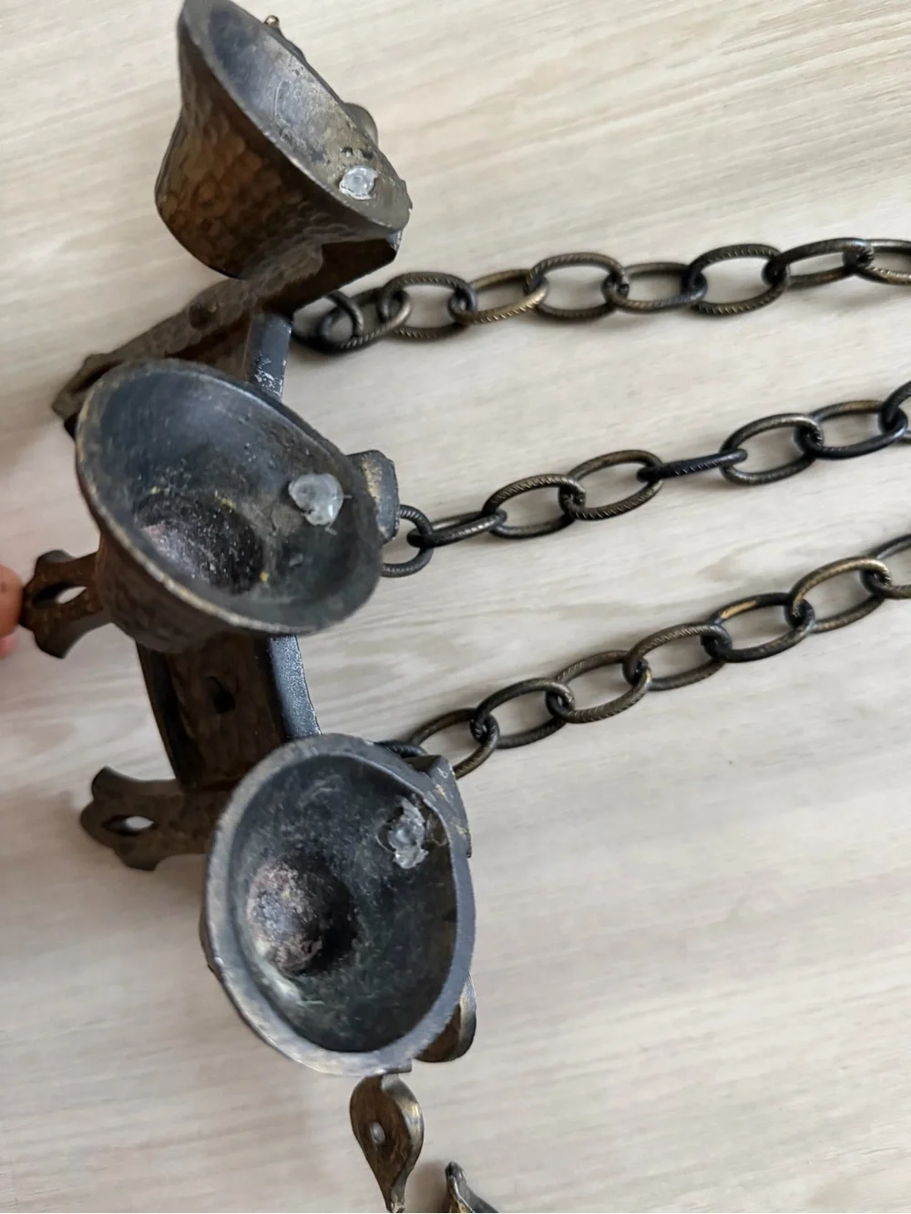 Vtg 1967 Sexton Cast Iron Gothic Castle Dungeon Wall Sconce w/Chains Pair Candle